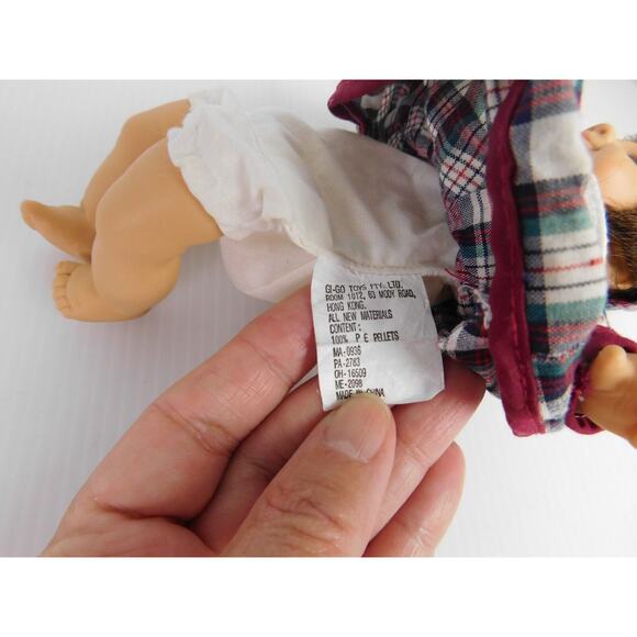 Vintage GiGo Toys Dolls PE Pellets Pink White Red White Plaid Dress Brown Hair - Picture 13 of 14
